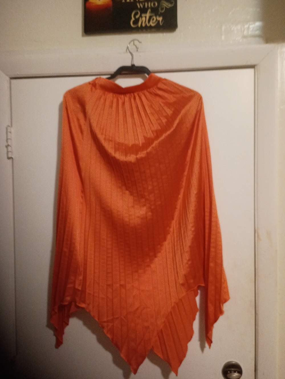 Bright Orange Pleated Asymmetric Skirt